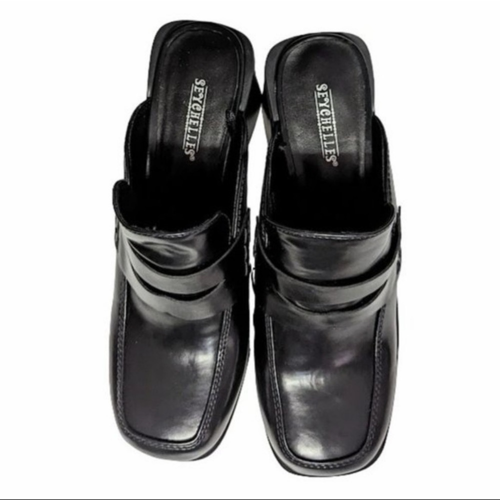 Seychelles Anthropologie Kami Block Heel Black Loafers